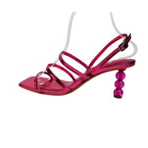 Nwt ZARA Metallic Fuchsia Strappy Lucite Balls Slingback Heels Women's 10 EU 41